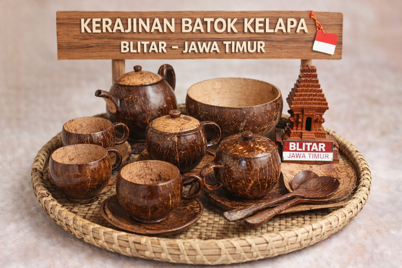 Set Perlengkapan Meja Batok Kelapa
